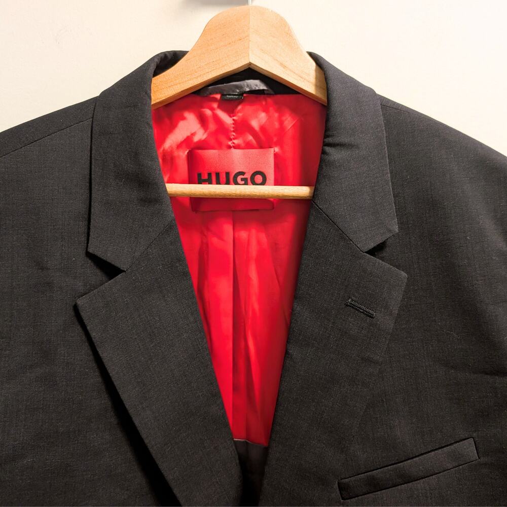 HUGO Hugo Boss Black KARL 233 Modern Fit 100% Wool Suit Blazer Jacket 46 R NWT - Picture 3 of 8